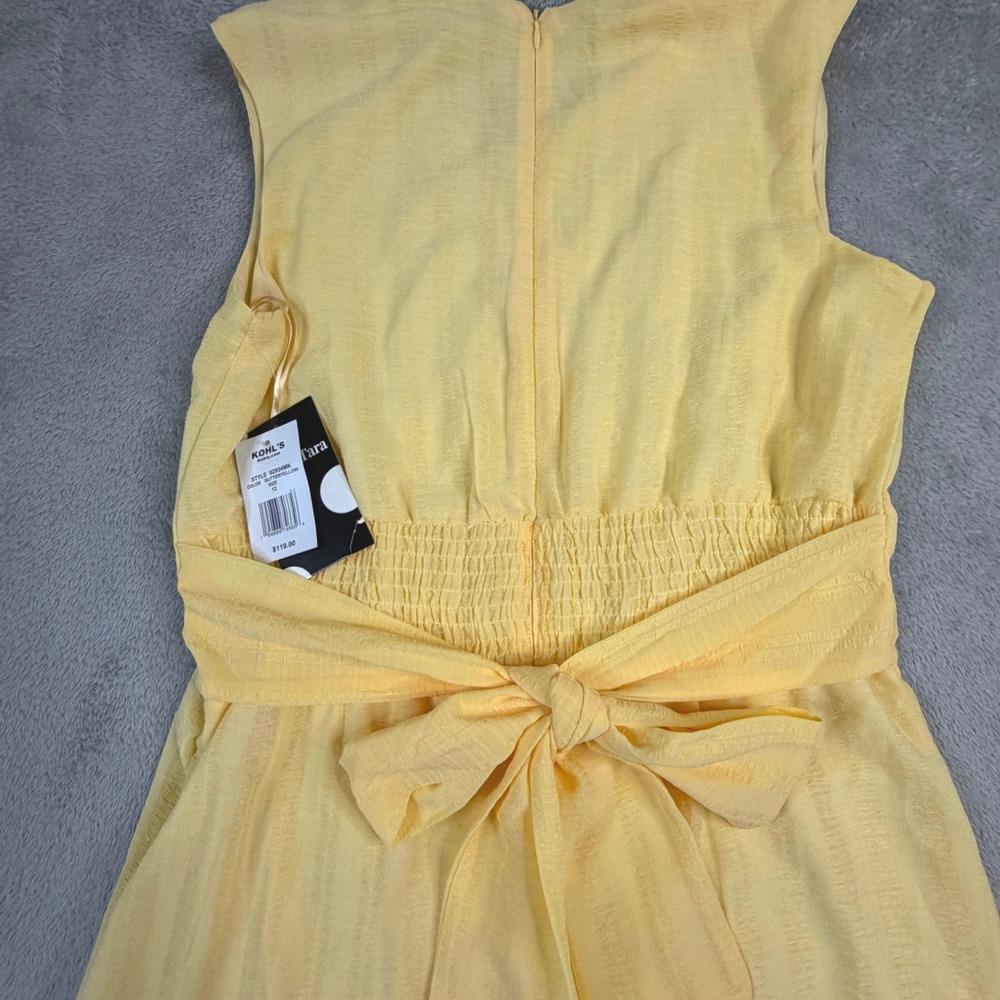 NWT Maison Tara Womens Butter Yellow Sleeveless Faux Wrap Maxi Dress Size 12 - Picture 6 of 15